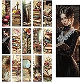 60PCS Vintage Library Bookmarks for Women, Aesthetic Book Mark for Reading Women Girls, Paper Page Markers Bulk, Cute Bookish Gifts for Book Lovers Teens Kids Classroom Office Library Supplies