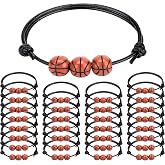 YHNTGB 30pcs Sport Theme Charm Bracelets Adjustable Inspirational Beads Ball Party Favors for Teens Boys Girls Adult Decoration Wristbands Student Present