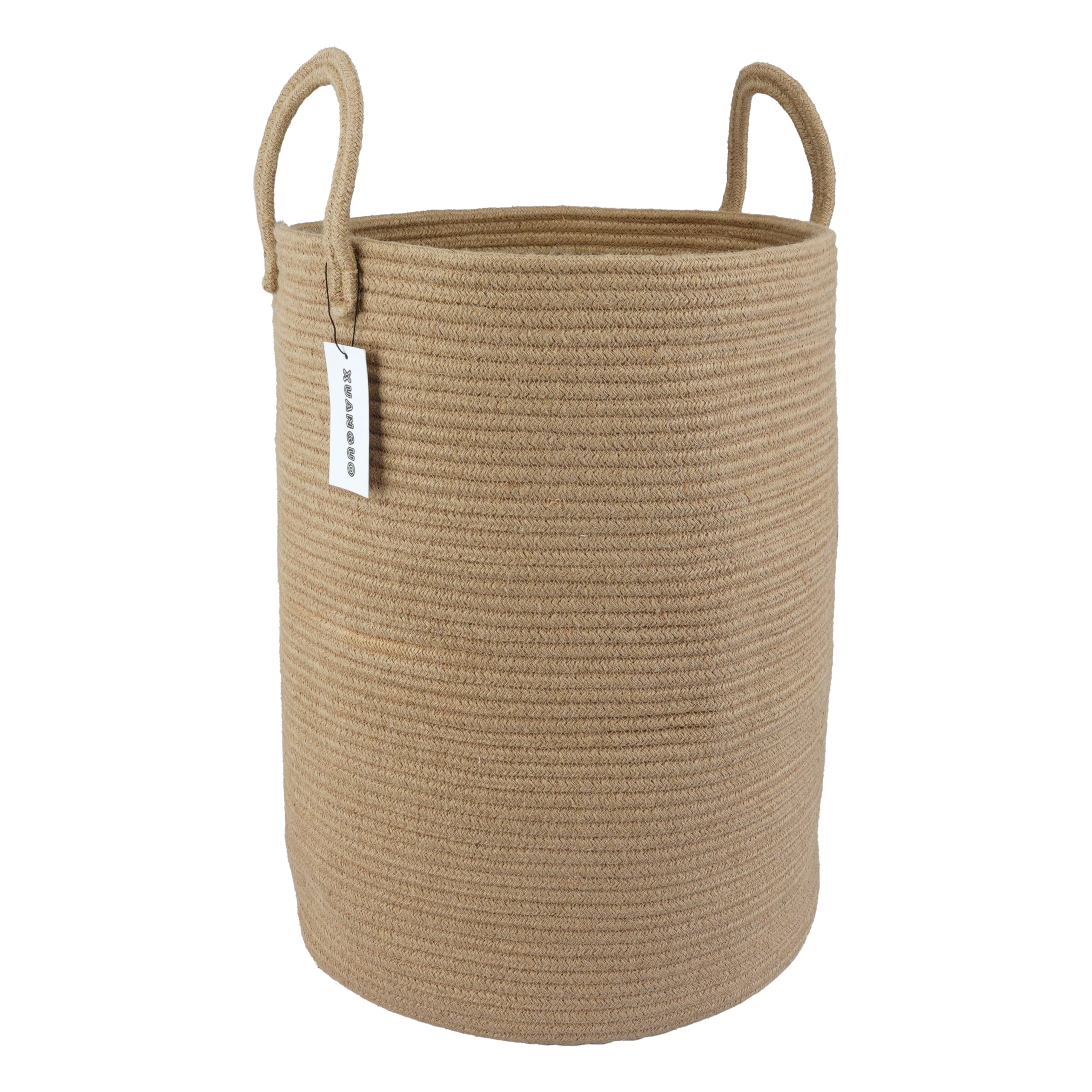Photo 1 of XUANGUO Cotton Rope Laundry Basket Hamper for Clothes Woven Storage Basket for Living Room Bedroom Boho Tall Rope Baskets for Blanket Toys Pillow Towels Baby Nursery Hamper Bin Large jute