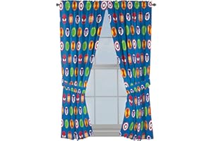 Jay Franco Marvel Super Hero Adventures Double Team 63" Inch Drapes - Beautiful Room Décor & Easy Set Up, Bedding Features The Avengers - Curtains Include 2 Tiebacks, 4 Piece Set