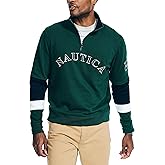 Nautica mens Nautica Sustainably Crafted Quarter-zip Colorblock Sweatshirt