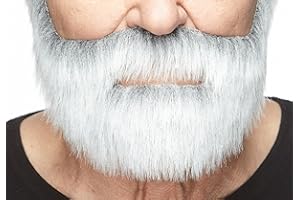 Mustaches Self Adhesive, Novelty, Nobleman Fake Beard, False Facial Hair, Costume Accessory for Adults, Gray with White Color