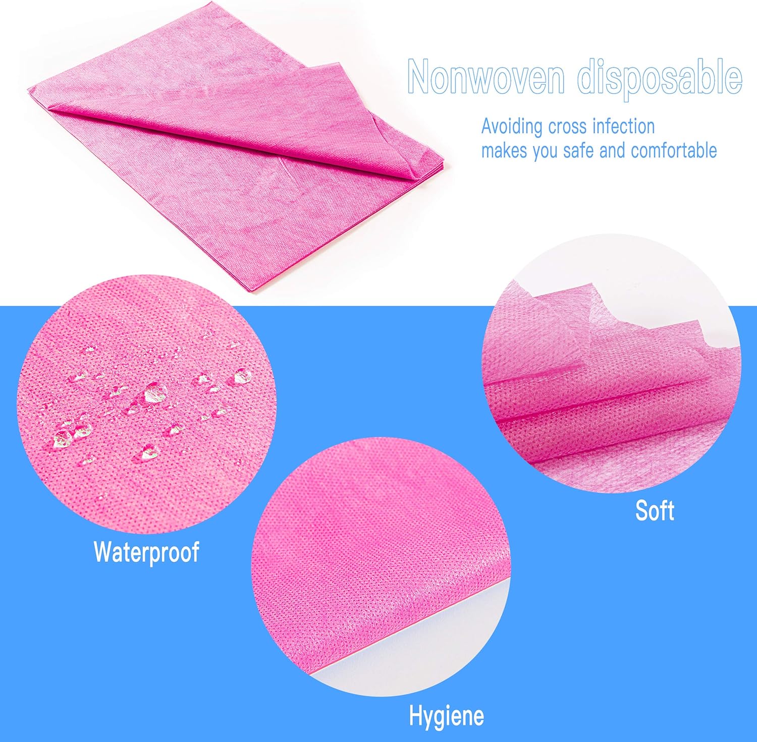 Disposable SPA Bed Sheets Beauty Salon Hotel Massage Table Sheet Waterproof Oil-Proof Travel Breathable Non-Woven Bed Cover Mattress,31" x 70", 20 PCS (Pink): Health & Personal Care