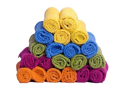 Skumars Love Touch Solid 20 Piece 300 GSM Cotton Face Towel - Multicolour