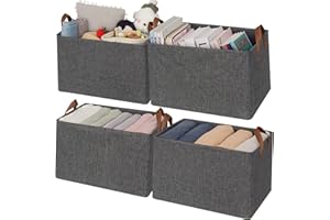 GRANNY SAYS Closet Storage Baskets, Collapsible Fabric Storage Bins with Metal Frame, Clothes Organizer Bins, Extra Large Baskets for Shelves, Dark Gray, 4-Pack