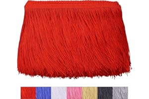 GXTIZAS Red Fringe Trim 10 Yards of 6" Tassel Sewing Trim for Clothing Accessories DIY Craft Latin Wedding Dress Lamp Shade Decoration