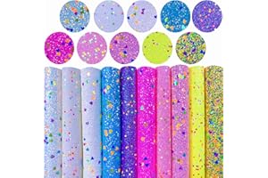 Shalun Valentine Faux Leather Sheets Colorful Confetti Heart Fabric Sparkle Neon Chunky Glitter PU Canvas for Cricut Bows Craft Earrings (8x12inch)