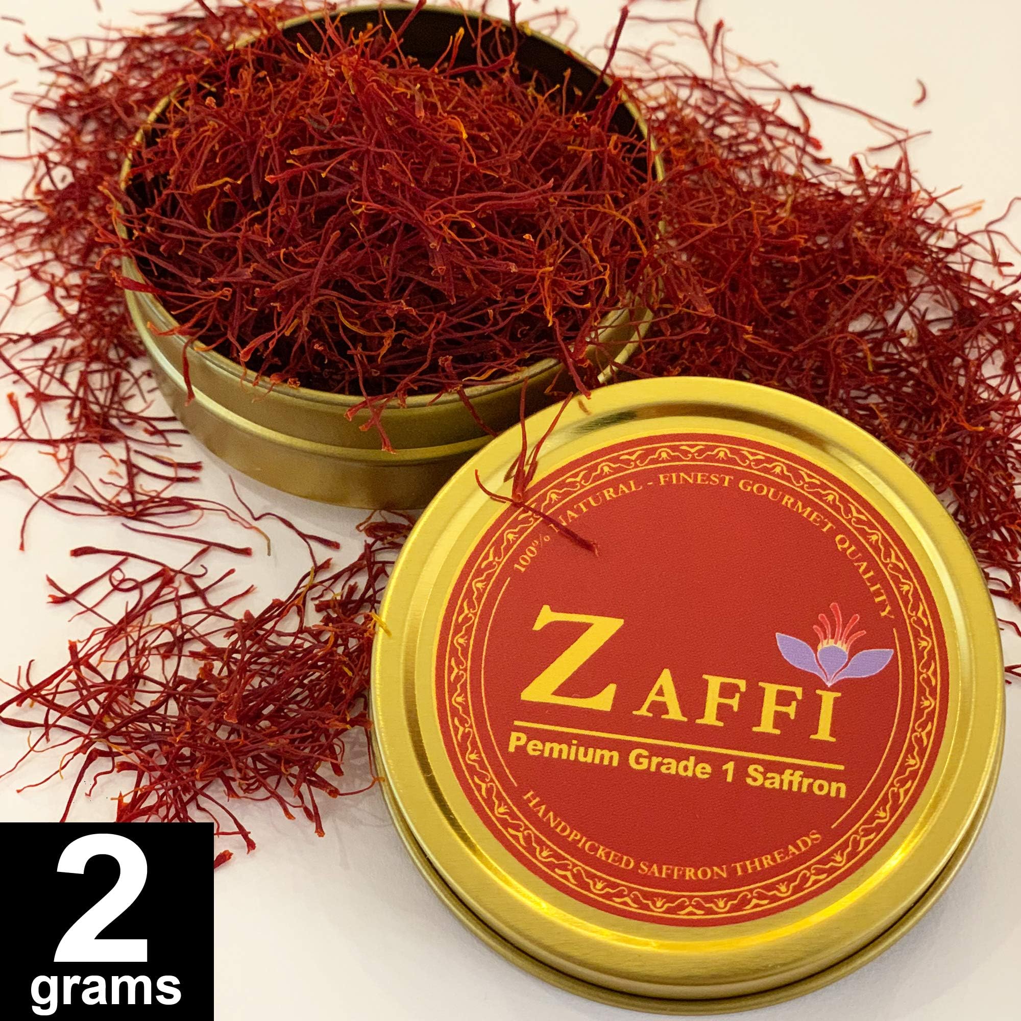 Gourmet Saffron Threads, 2 Grams, ALL-RED, Finest Gourmet Quality, for Paella, Persian tea, Persian cuisine, Swedish food, Most expensive spice, by ZAFFI