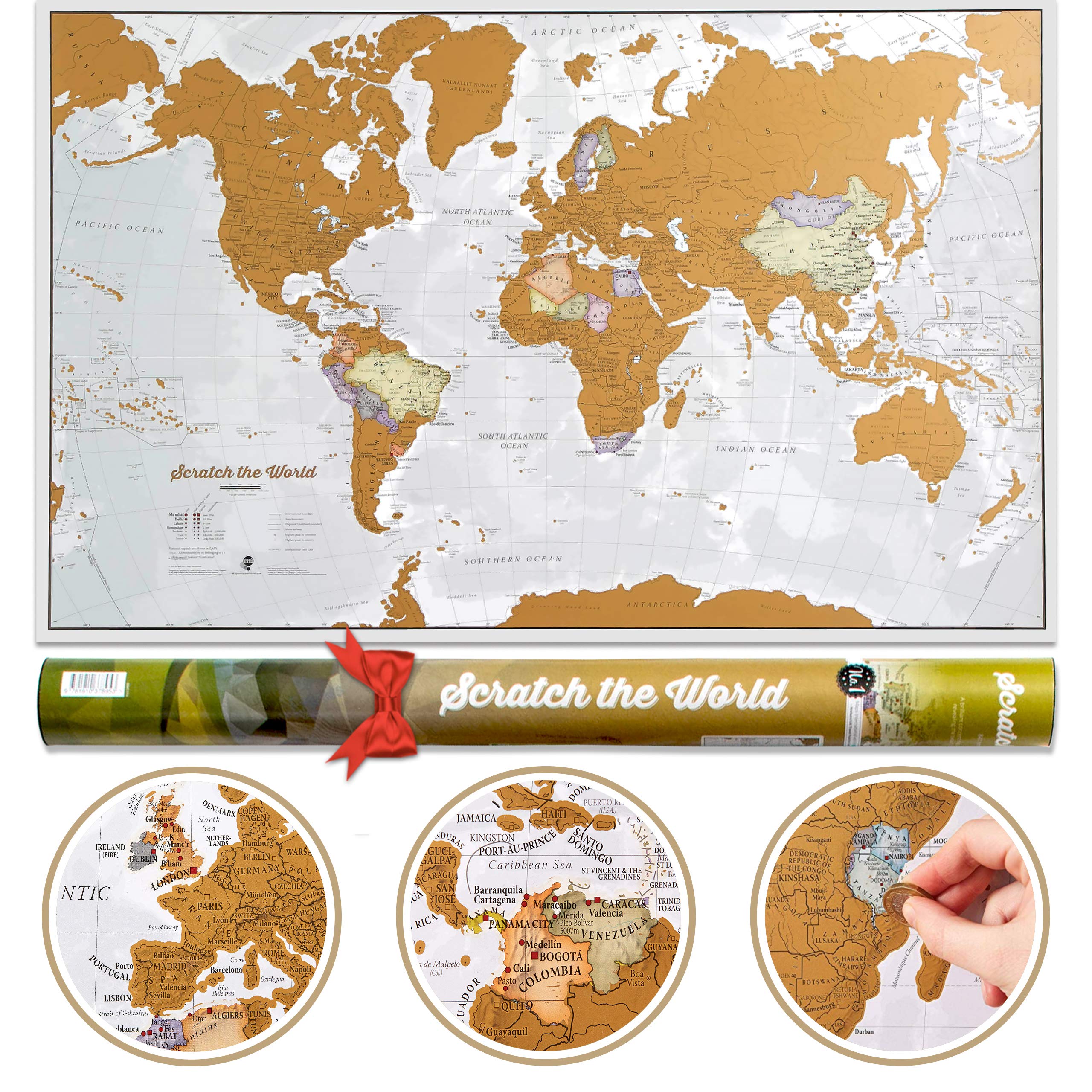 Scratch the World® Travel Map Scratch Off World Map Poster with Gift