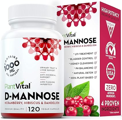 Amazon Com New D Mannose 1000mg W Cranberry High Potency Urinary Tract Treatment Bladder Control Kidney Cleanse Uti Support 100 Natural Detox Plus Hibiscus Dandelion 2 Months Supply Health Personal Care
