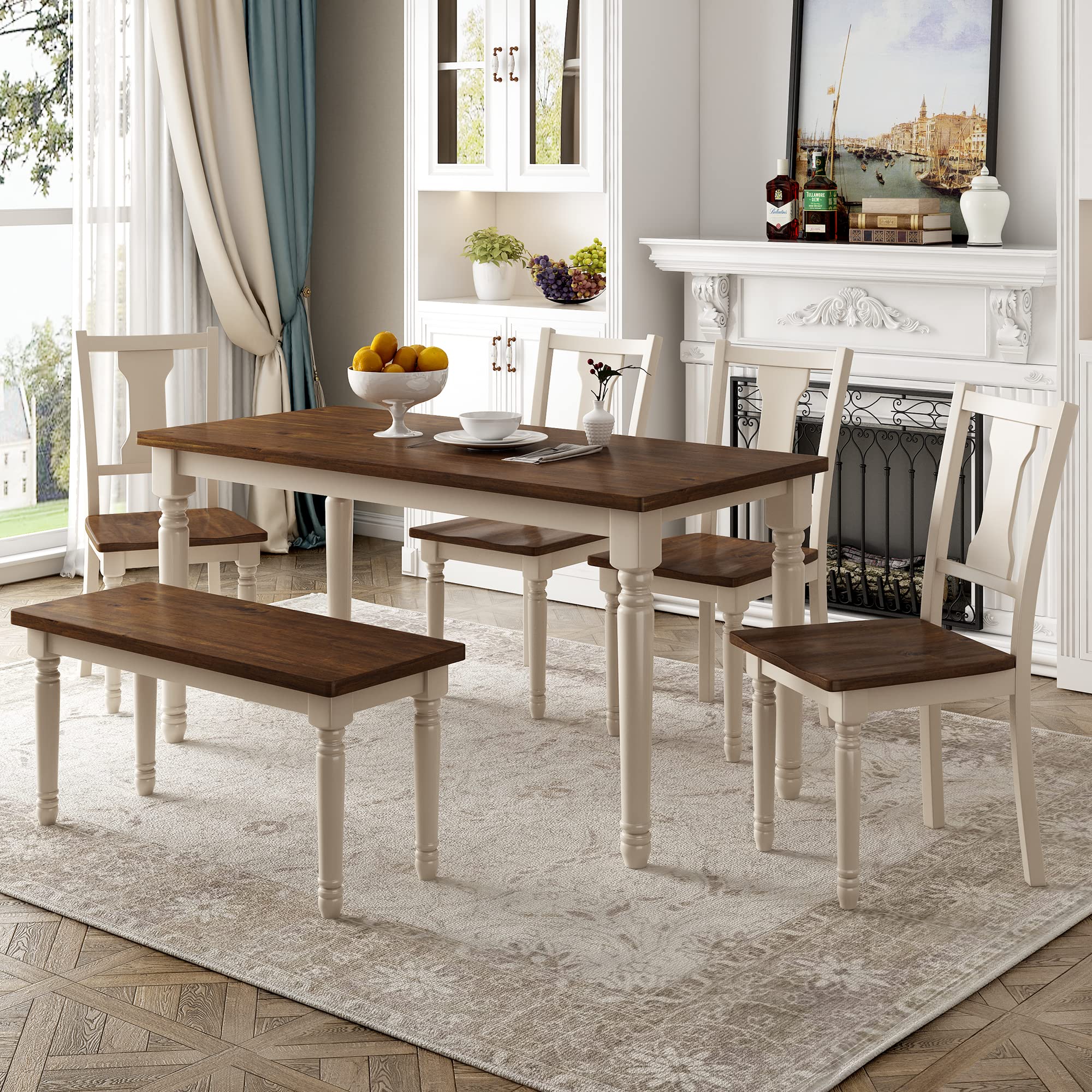 Ball & Cast 6 Piece Dining Table Set with 4 Concave Arc Chairs & 1 ...