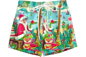 AOBUTE Kid's Christmas Boxers Xmas Print Swim Trunks Drawstring Novelty Lounge Shorts 5-14 Years