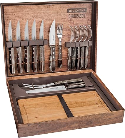 Kit Churrasco Inox 15pc Polywoo Cas Tramontina Castanho No Voltagev