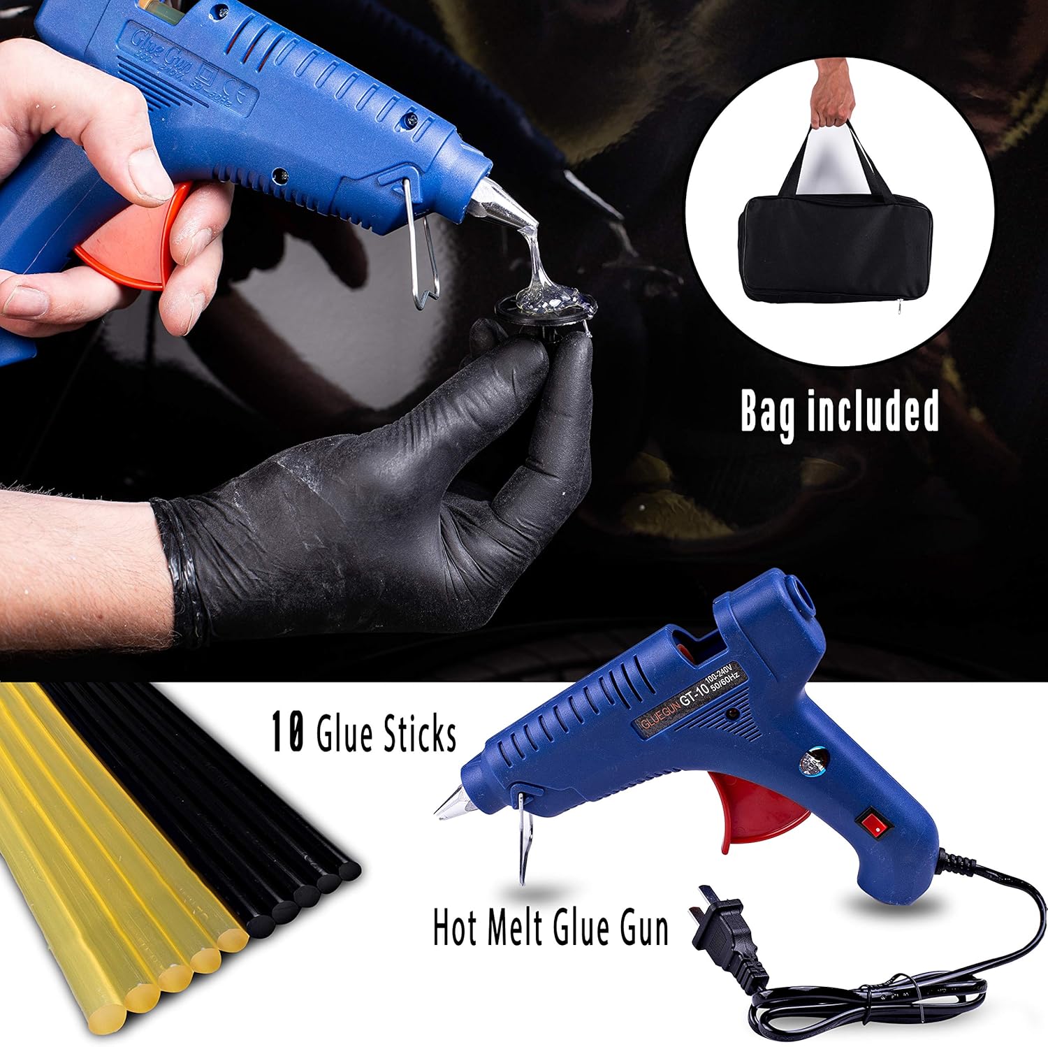 Zento Deals Car Dent Removal Tool Kit - Premium Quality Tool Kit, Paintless Dent Puller for Car Mishaps, Car Body Dent Puller and Repair Kit with Glur Gun and Hot Melt Sticks: Automotive