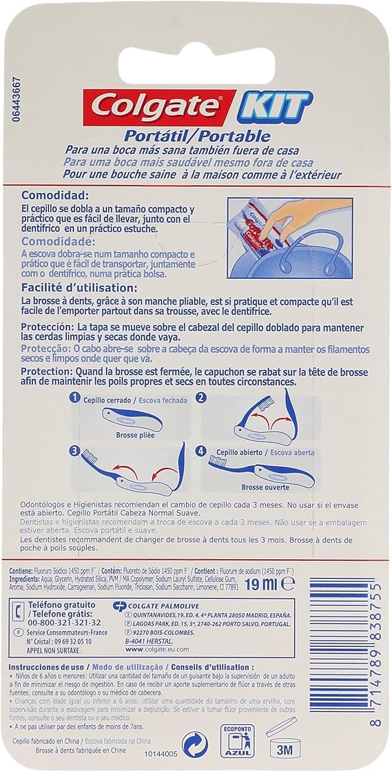 COLGATE kit viaje cepillo y crema dental: Amazon.es: Salud y ...