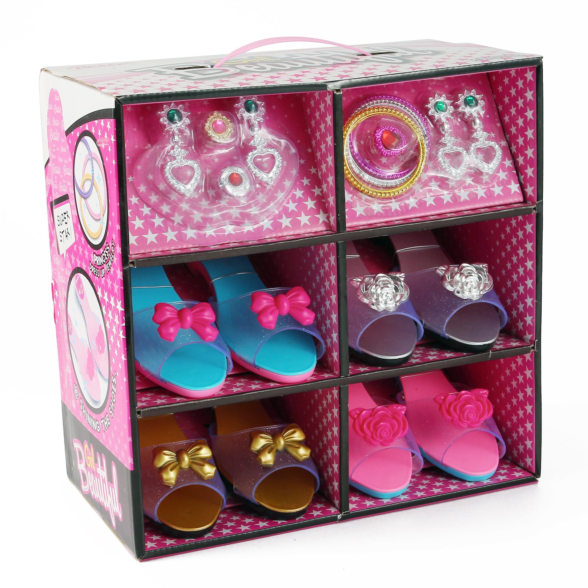 Princess Dress Up Play Shoe and Jewelry Boutique (Includes 4 Pairs of