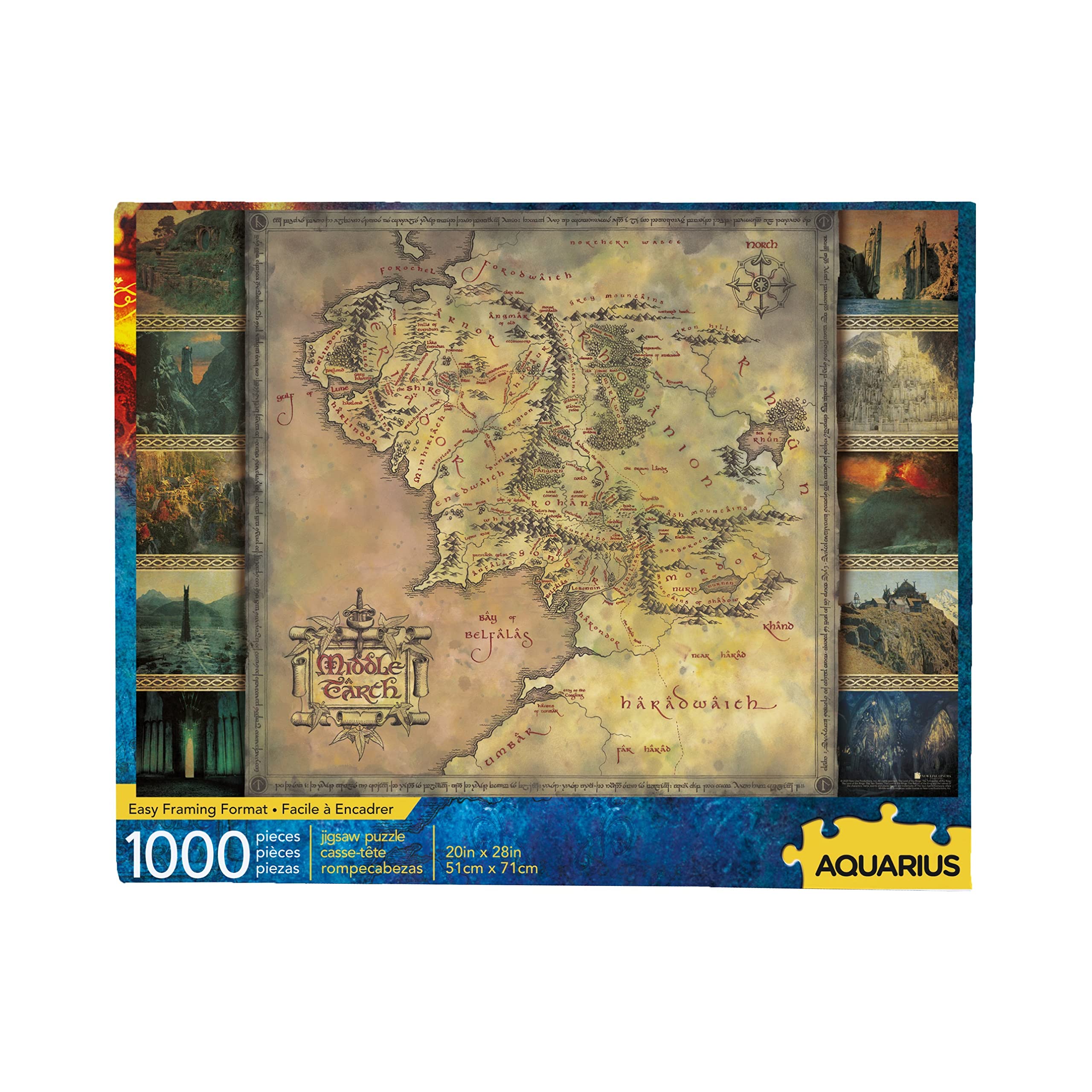 AQUARIUS 65370 Lord of The Rings Map 1000 Piece Jigsaw Puzzle, Multi-Colored, One Size