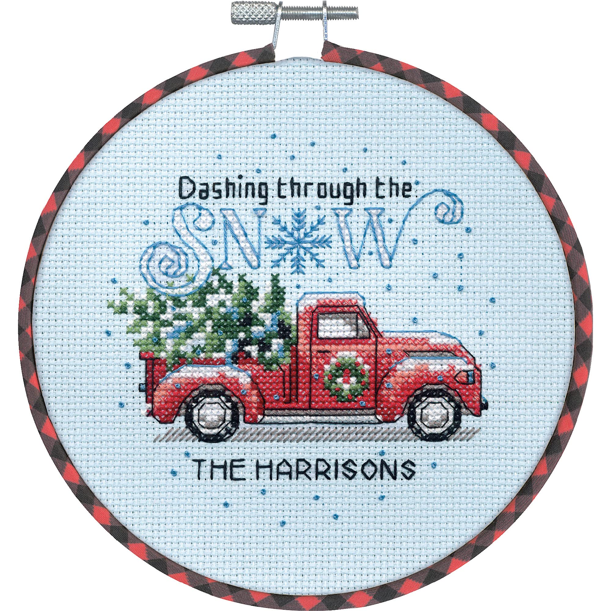 Dimensions 72-09005 Holiday Family Truck Christmas Counted Cross Stitch Kit for Beginners, 6