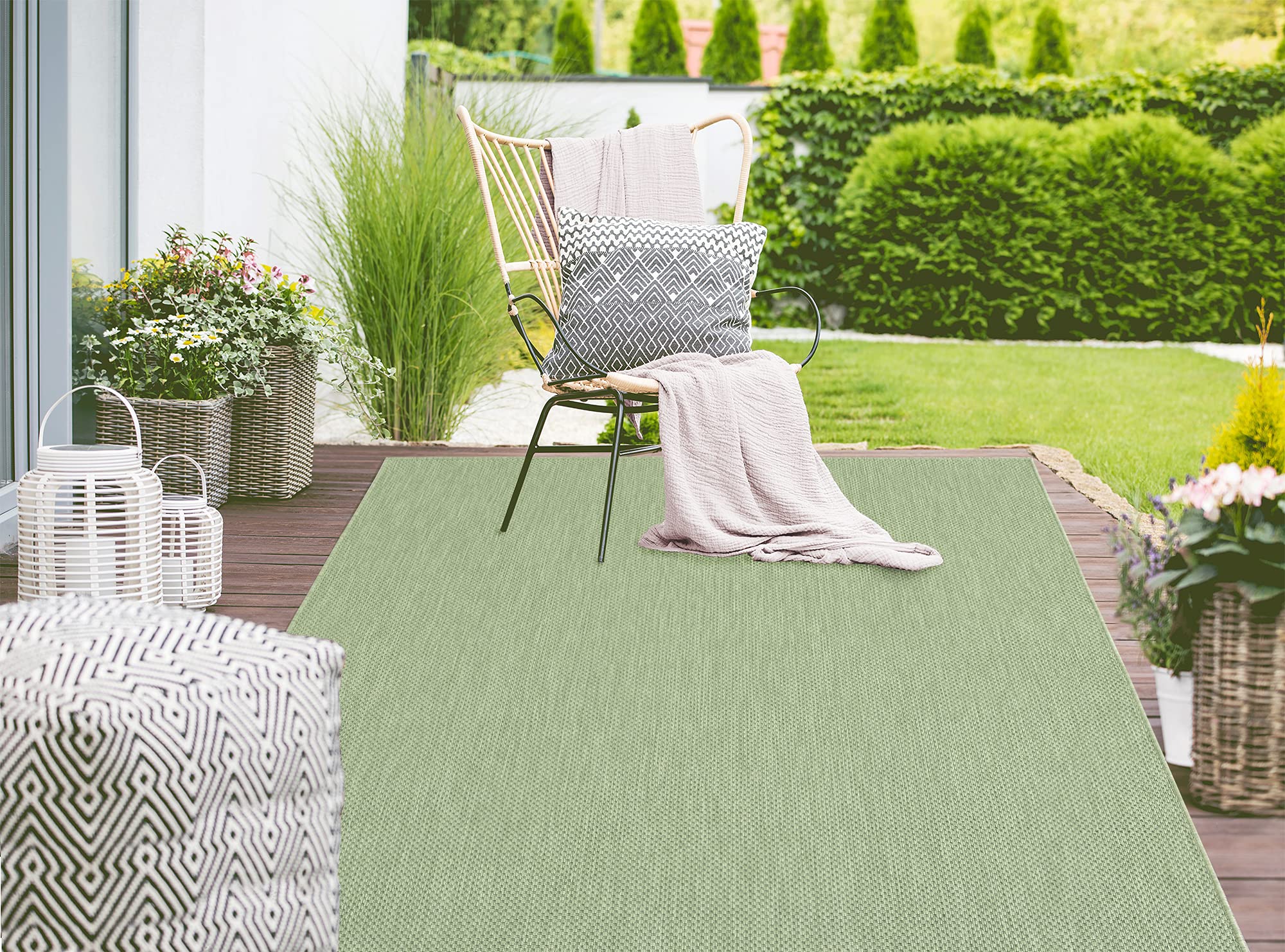 Mia's Teppiche Lara In- and Outdoor Rug, Flat Fabric, 80x150 cm, Green — image 1