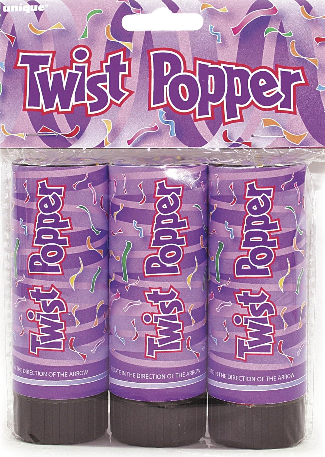 Unique Party 82494 11cm Handheld Confetti Cannons, Pack of 3 Amazon