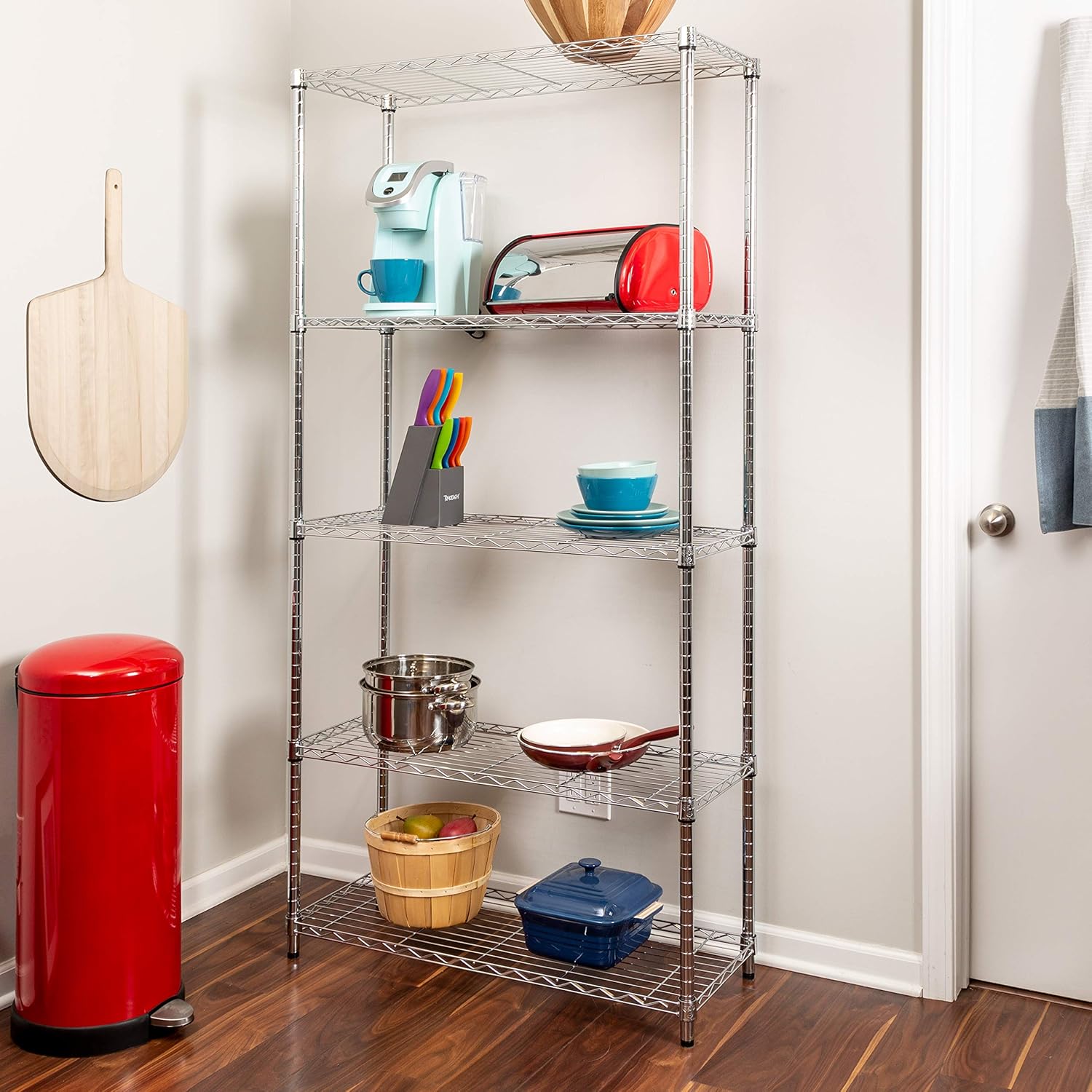5-Tier Chrome Heavy-Duty Adjustable Shelving Unit with 200-lb Per Shelf Weight Capacity: Home & Kitchen