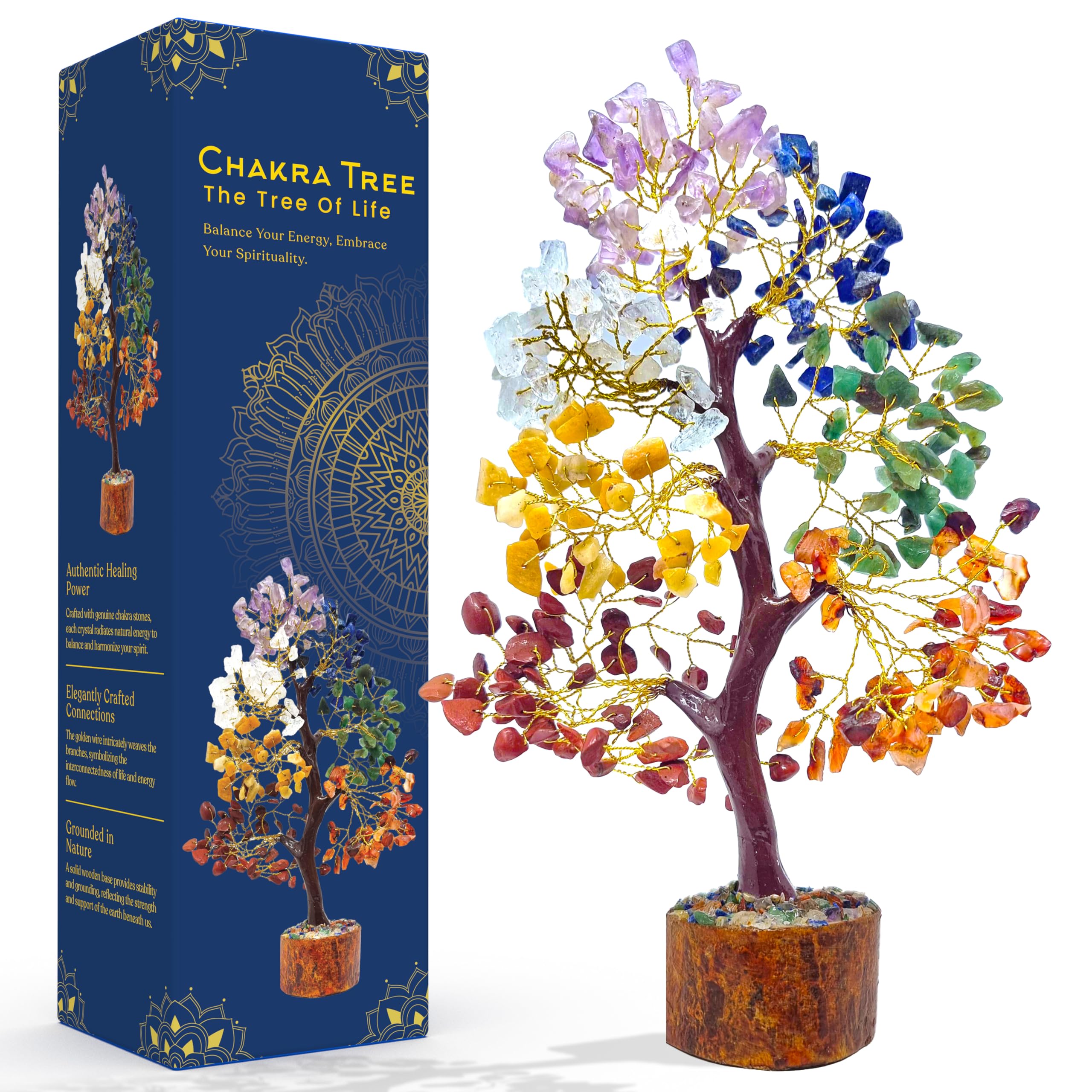 Photo 1 of Tree of Life Crystal Tree with Healing Crystals – 7 Chakra Decor, Spiritual Gift, Reiki or Meditation Decor, Healing Gift for Women