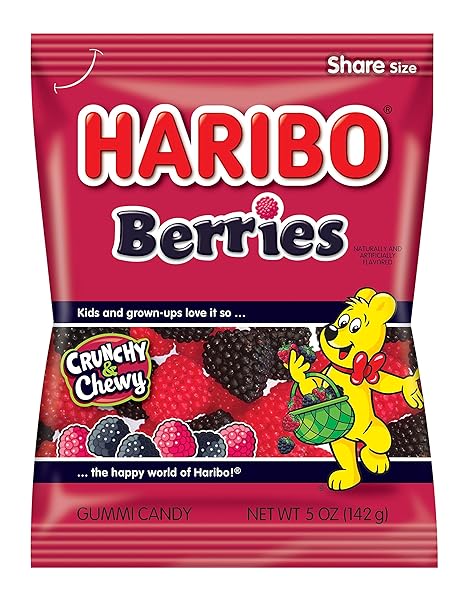 HARIBO GUMMI CANDY, BERRIES GUMMY CANDY, 5 OZ