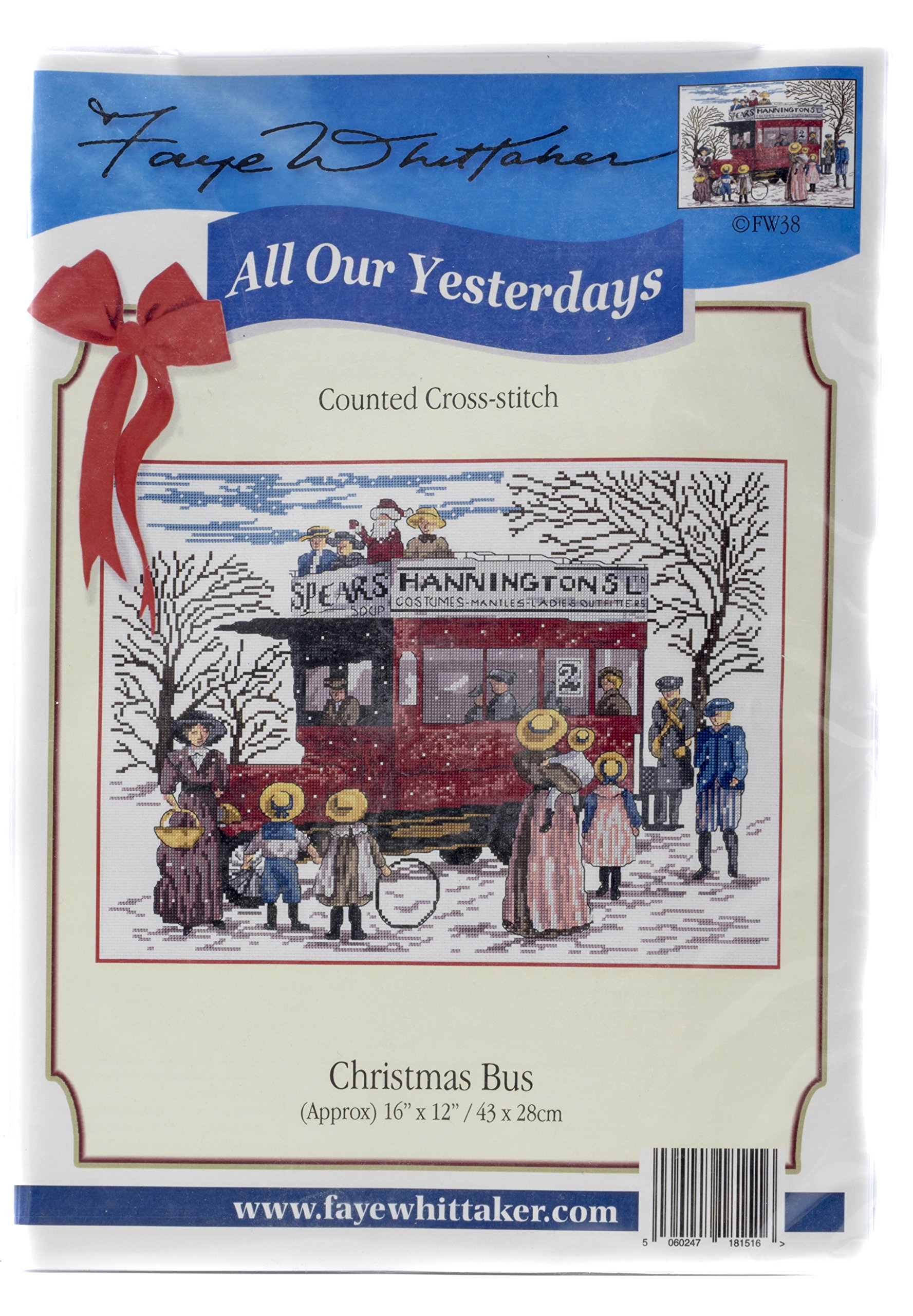 Faye Whittaker All Our Yesterdays Christmas Bus (Cross Stitch Kit), range, Mixed, 25 x 15 x 2 cm