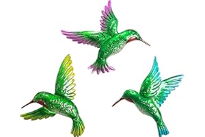 J-Fly Hummingbird Wall Decor Metal Hummingbird Outdoor Wall Decor Hand Painted Hummingbird Wall Art Sculpture Outdoor Hanging 10 inch