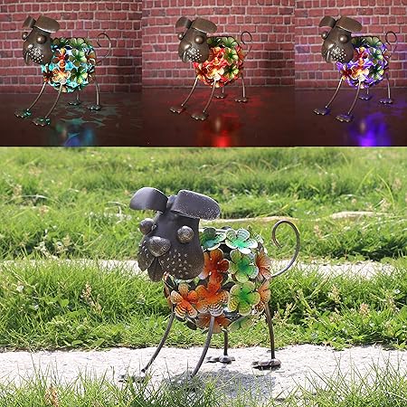 Amazon Com W Dian Solar Light Dog Garden Decor Metal Rusty Dog