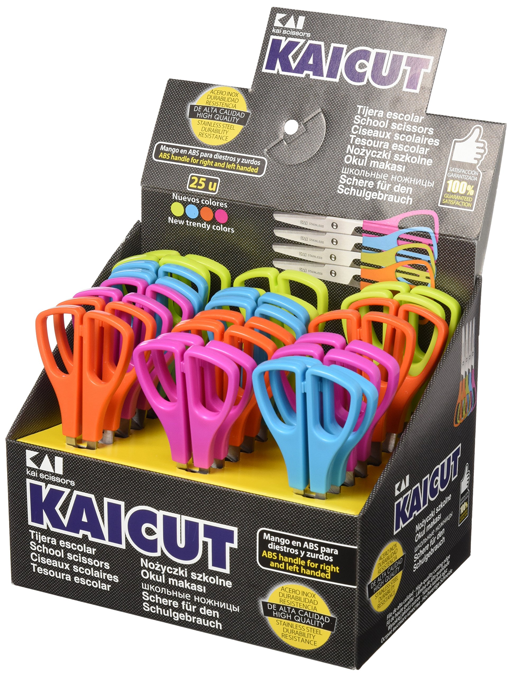 kaicut PT0014 – Exhibitor of 25 School Scissors kaicut (Dimension 13 cm Assorted Colours
