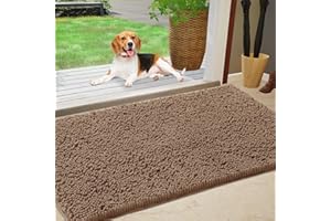 IM HOME Durable Chenille Absorbent Outdoor Doormat 30" x 48", Muddy Washable Door Mats for Dog Non Slip Indoor Doormat Front Inside Doormat for Entryway, Mud Dog Paws, Patio Camel