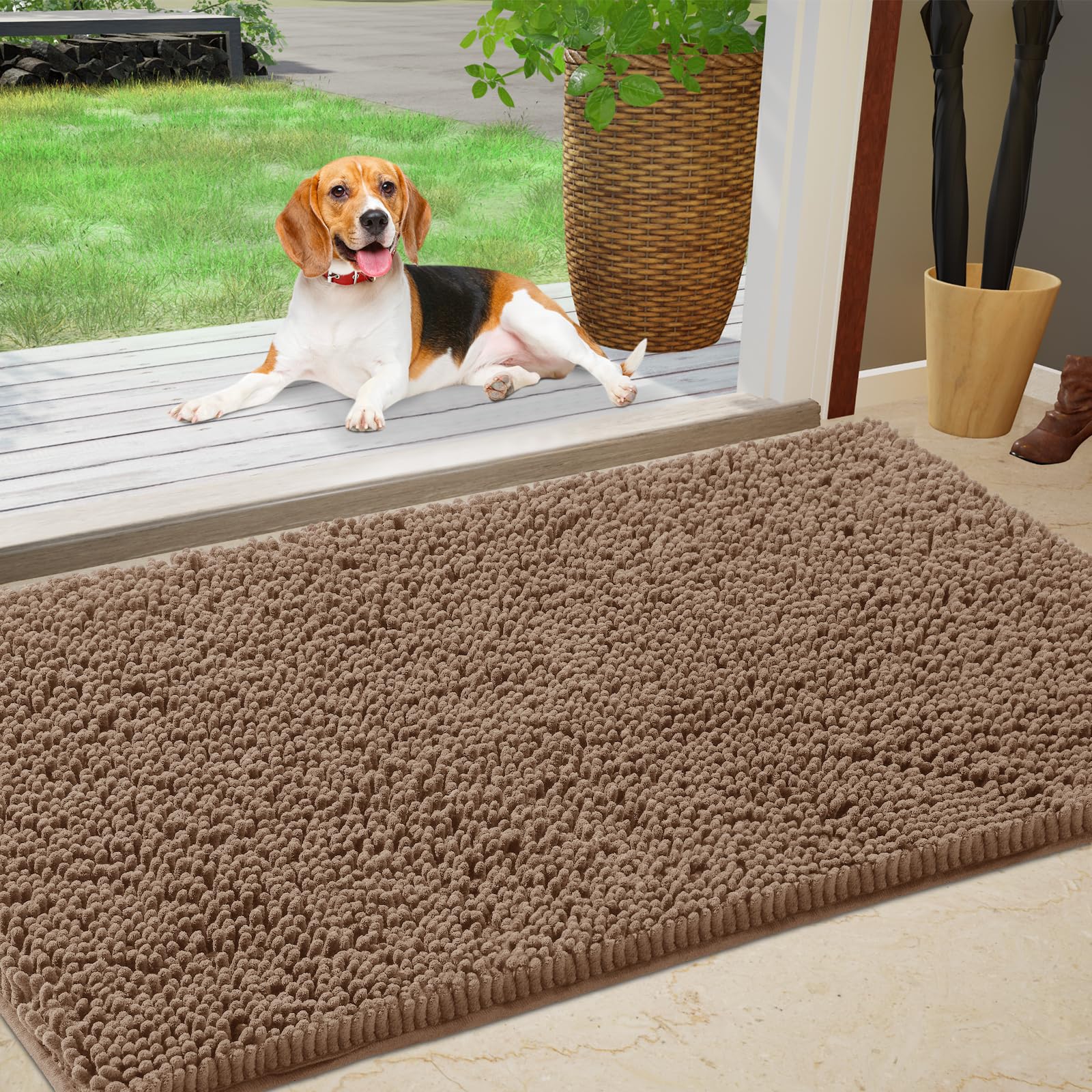 IM HOME Chenille Absorbent Outdoor Doormat 48" x