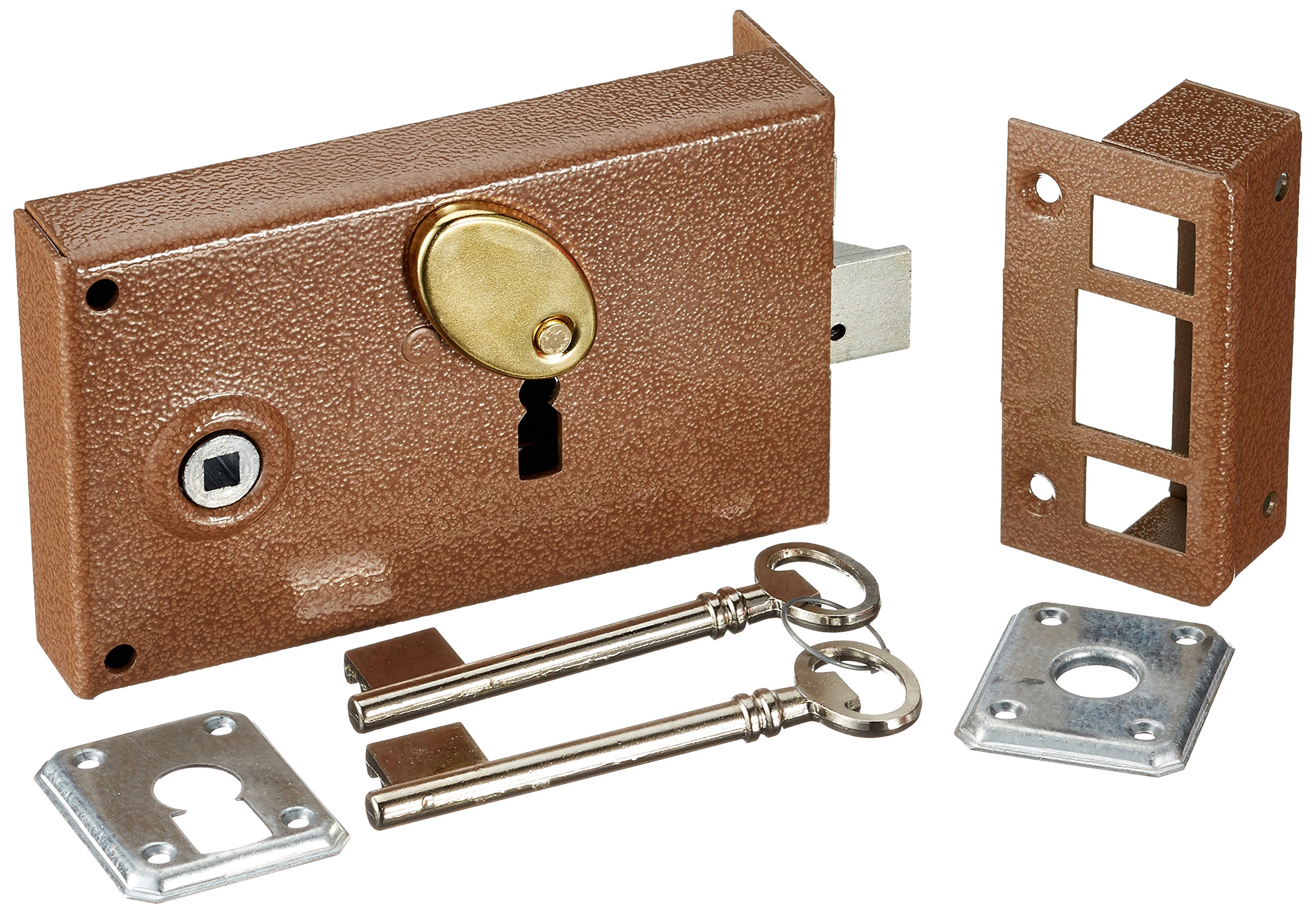 BRICARD 1901 Reversible Throat Straight Pull/Push 140x85 with Horizontal Lock Knob, Brown