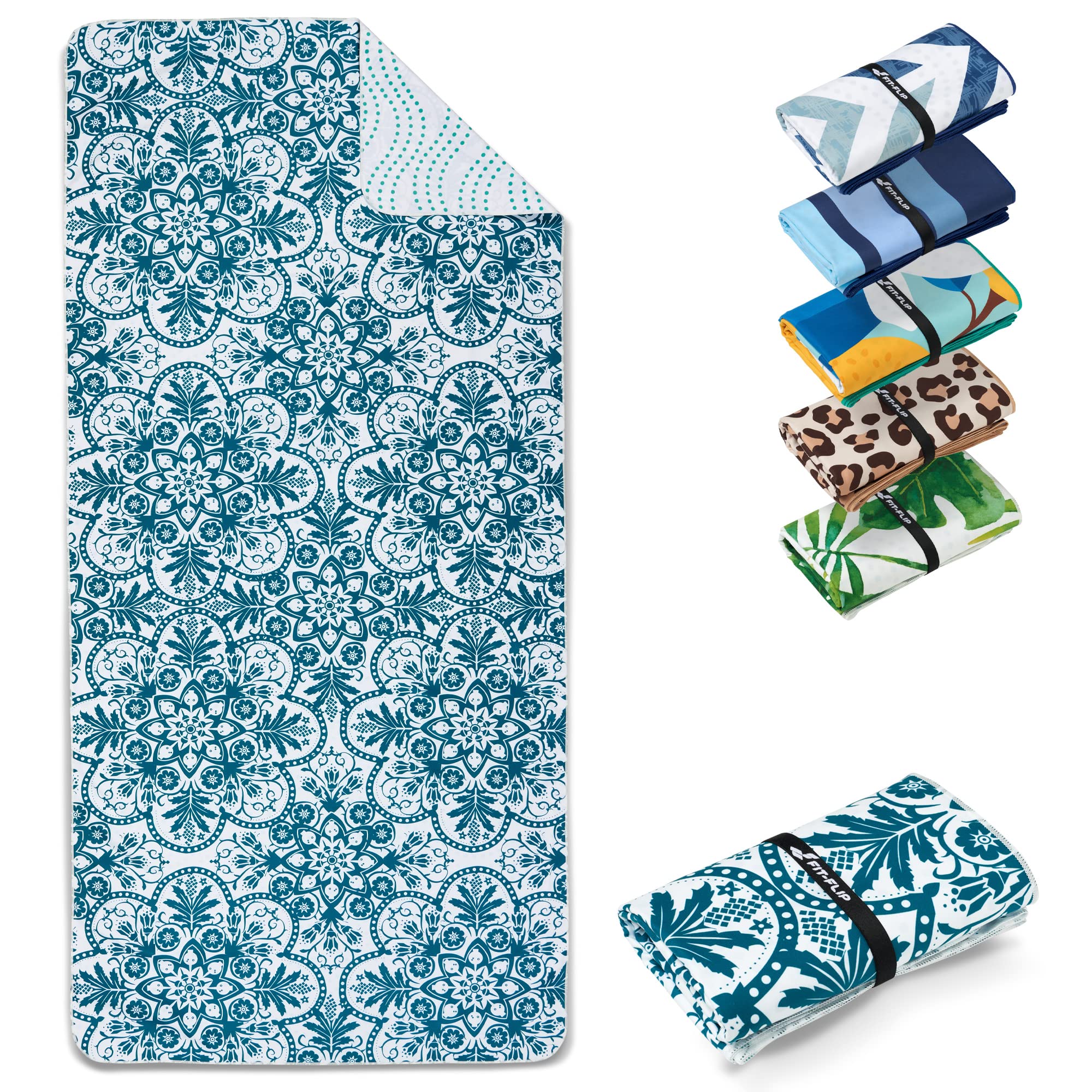 Fit-Flip Beach towel microfibre - large quick dry towels - for travel and swimming - lightweight, compact and super absorbent - sand free, 100% recycled - Portugal 160x90cm