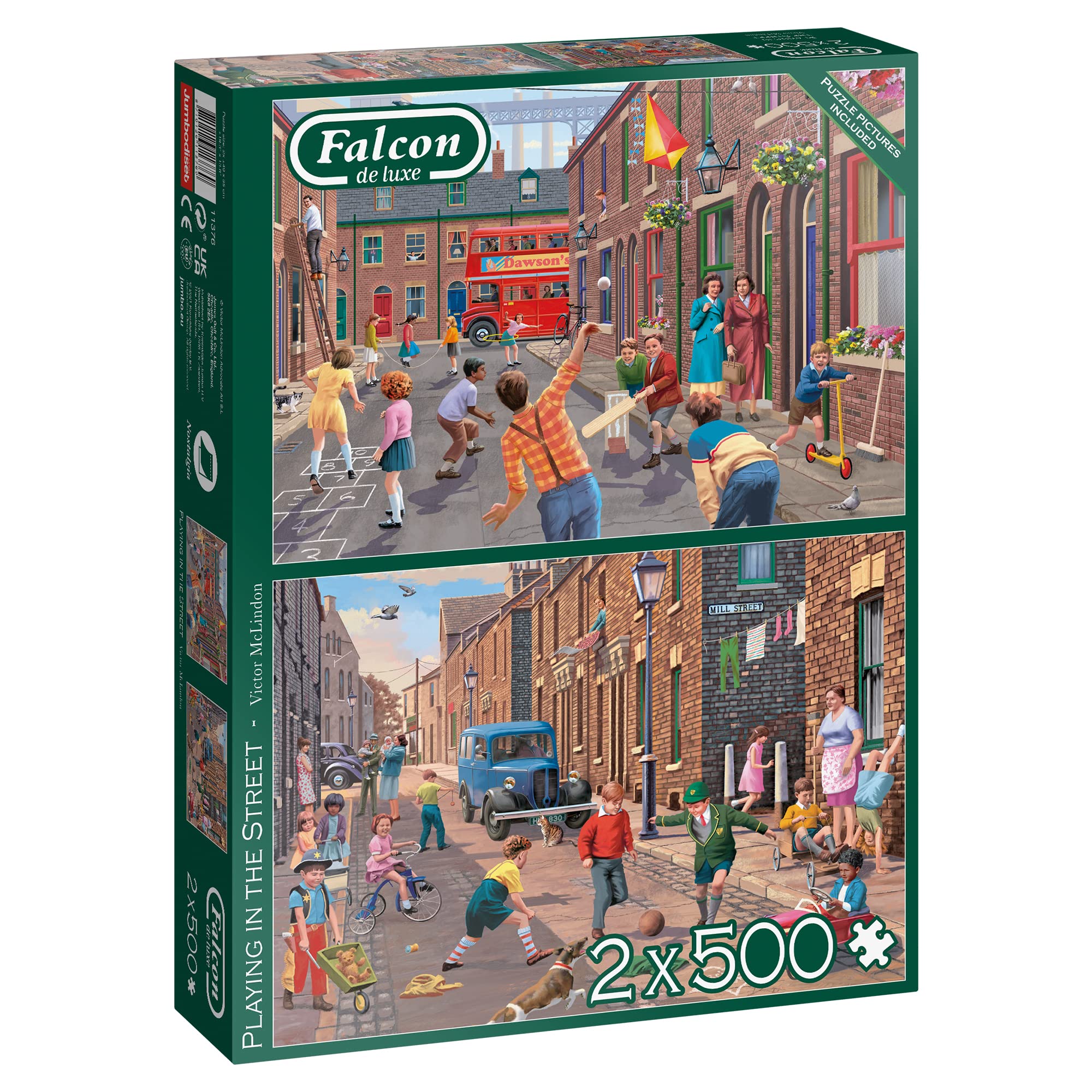 Jumbo, Falcon de luxe - Playing in the Street, Jigsaw Puzzles Adults, Multicolor, 2 x 500 piece