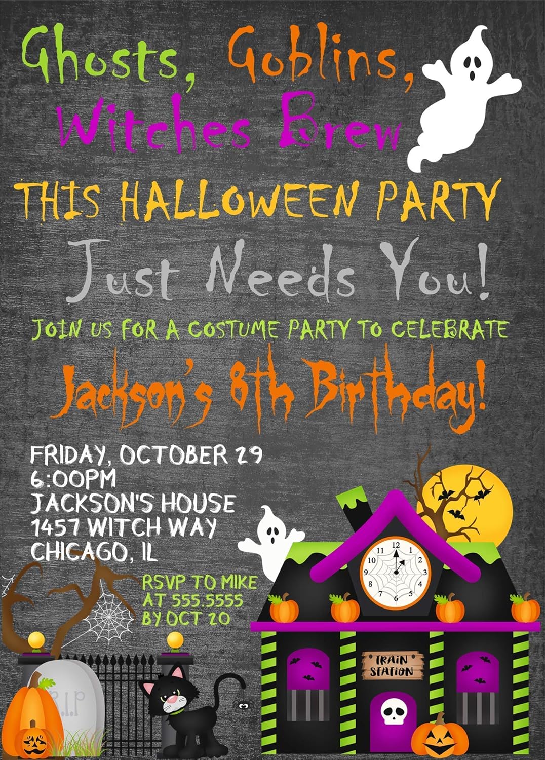 Amazon Com Haunted House Halloween Birthday Party Invitations For Kids Handmade