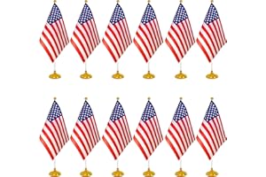 WXTWK 12 Pack US American flag USA Desk Flag Small Mini United States Table Flags With Stand Base,for 4th of July Party Veteran's Day Home Office Festival Events Celebration Decorations