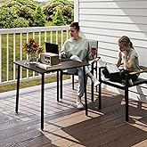 Outsunny 31.5" Aluminium Patio Table with Umbrella Hole for 4 People, Square Outdoor Dining Table for Backyard Lawn Balcony, 