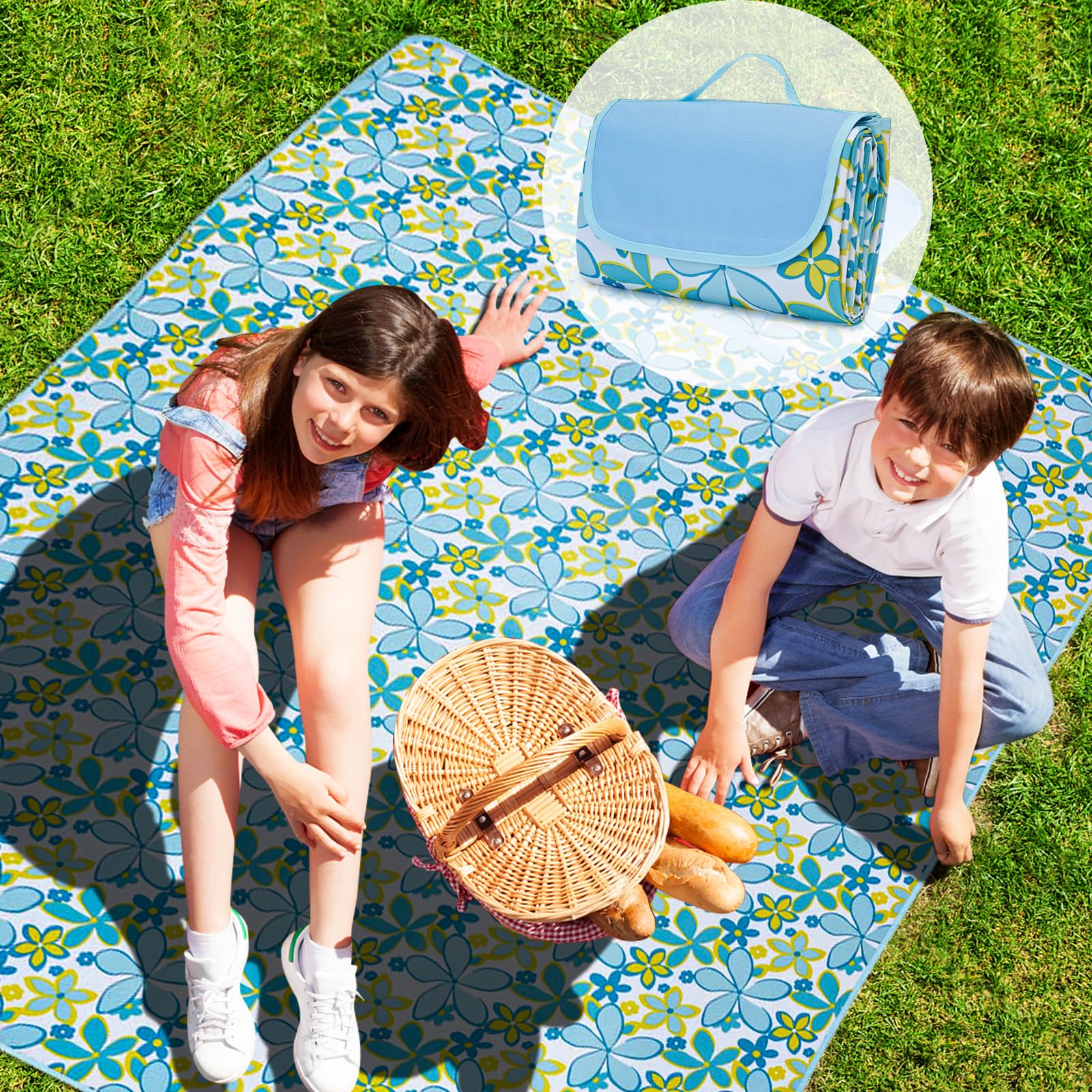 Habaylin Picnic Blanket Waterproof, Extra Large Picnic Mat 200x200CM, Foldable Washable Beach Mat with Carrying Handle, Outdoor Beach Blanket for Camping Park Hiking Visit the Store