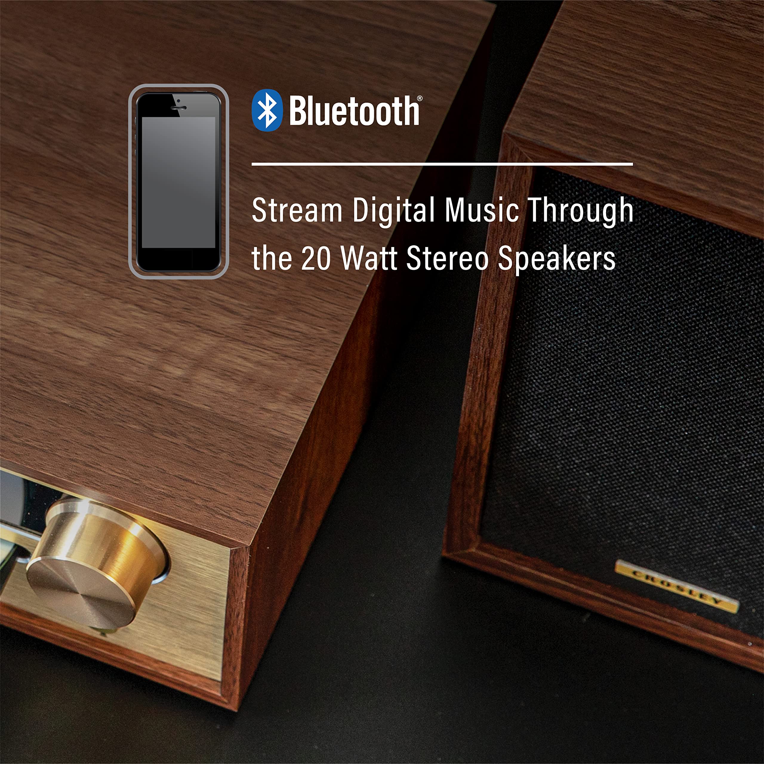 Crosley CR3503A-WA Parker Blueooth FM Radio and CD Player, Walnut