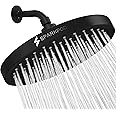 SparkPod Shower Head - High Pressure Rain - Premium Quality Luxury Design - 1-Min Install - Easy Clean Adjustable Replacement for Your Bathroom Shower Heads (Midnight Black Matte, 8 Inch Round)