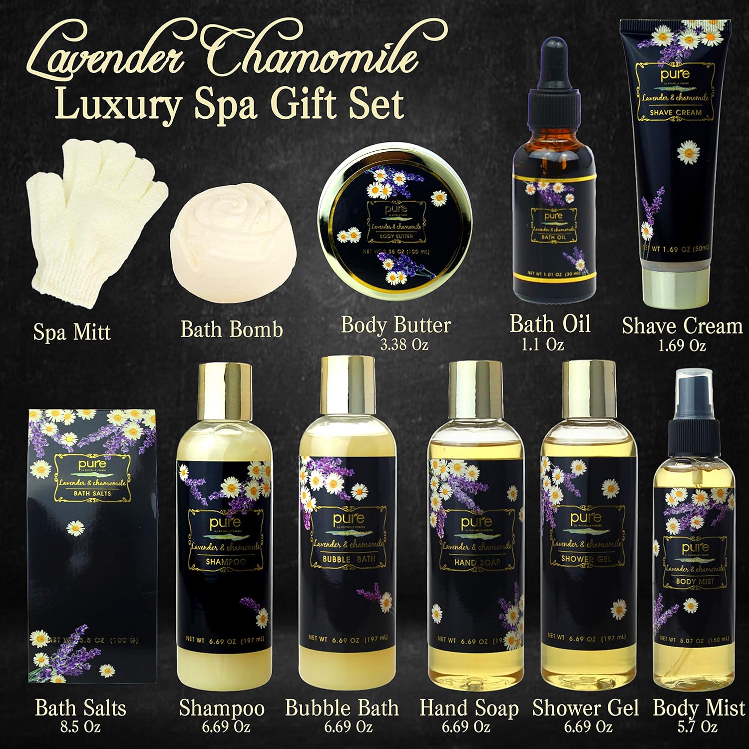 Lavender Chamomile Natural Spa Gift Basket, Lavender Aromatherapy Luxurious Bath and Body Gift Set 8 Piece Home Spa Kit. Best Relaxing Gift Basket for Mom as Mothers Day Gift Set! : Beauty