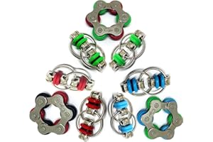 CSYNCDIRECT Fidget Flippy Roller Chain Toys with Metal and Silicone Rings - Stress Relief Perfect for ADHD, ADD, Anxiety in Office, School Stocking Stuffers Gifts (GRB 9 Piece)