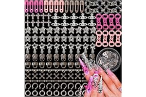 Gehaiwo 144PCS Nail Charms Nail Accessories for Acrylic Nails,Star,Planet,Cross,Pins,Handcuffs,Doorknobs,Mechanical parts Nail Jewels for Nail Art Supplies DIY Nail Craft