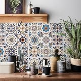 Moroccan Tile Stickers 24pcs 15x15cm Waterproof Self Adhesive Kitchen Bathroom