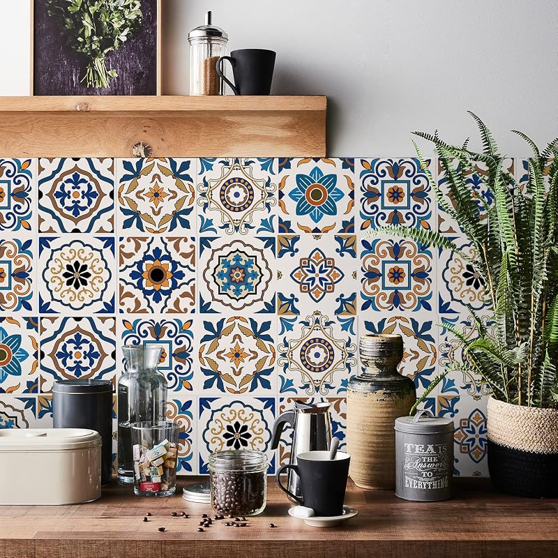 Moroccan Tile Stickers 24pcs 15x15cm Waterproof Self Adhesive Kitchen Bathroom