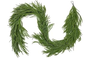 SENJIE 6FT Christmas Garlands Norfolk Pine Garland Real Touch Artificial Faux Greenery Garland for Holiday Indoor Outdoor Decor