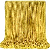SHAOQINLIN 100 PCS Gold Bead Necklace, Gold Mardi Gras Christmas Beads Necklaces 33" Metallic Beaded Costume Necklaces Party Necklaces for Mardi Gras Parade Throws Wedding Birthday Pirate Party Favors