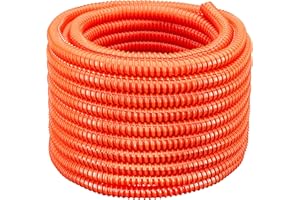 (1 1/2" dia x 100 ft, Orange) HydroMaxx® Flexible Corrugated PVC Split Tubing and Convoluted Wire Loom - UV Stabilized - Rated for Outdoor Use